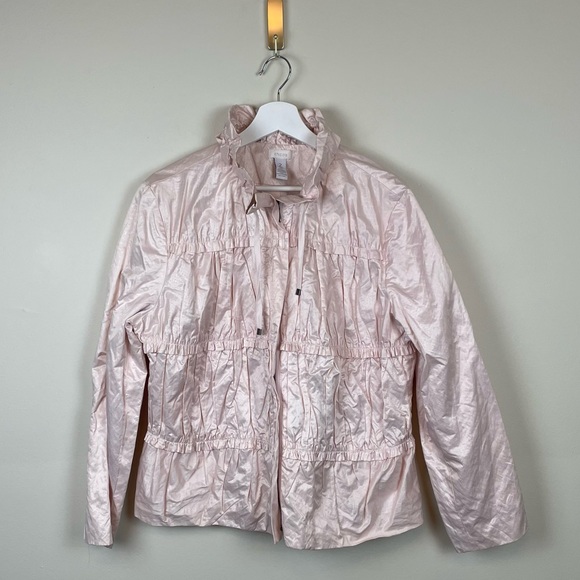 Chico's Tiered Ruffle Windbreak Light Jacket - Picture 4 of 9